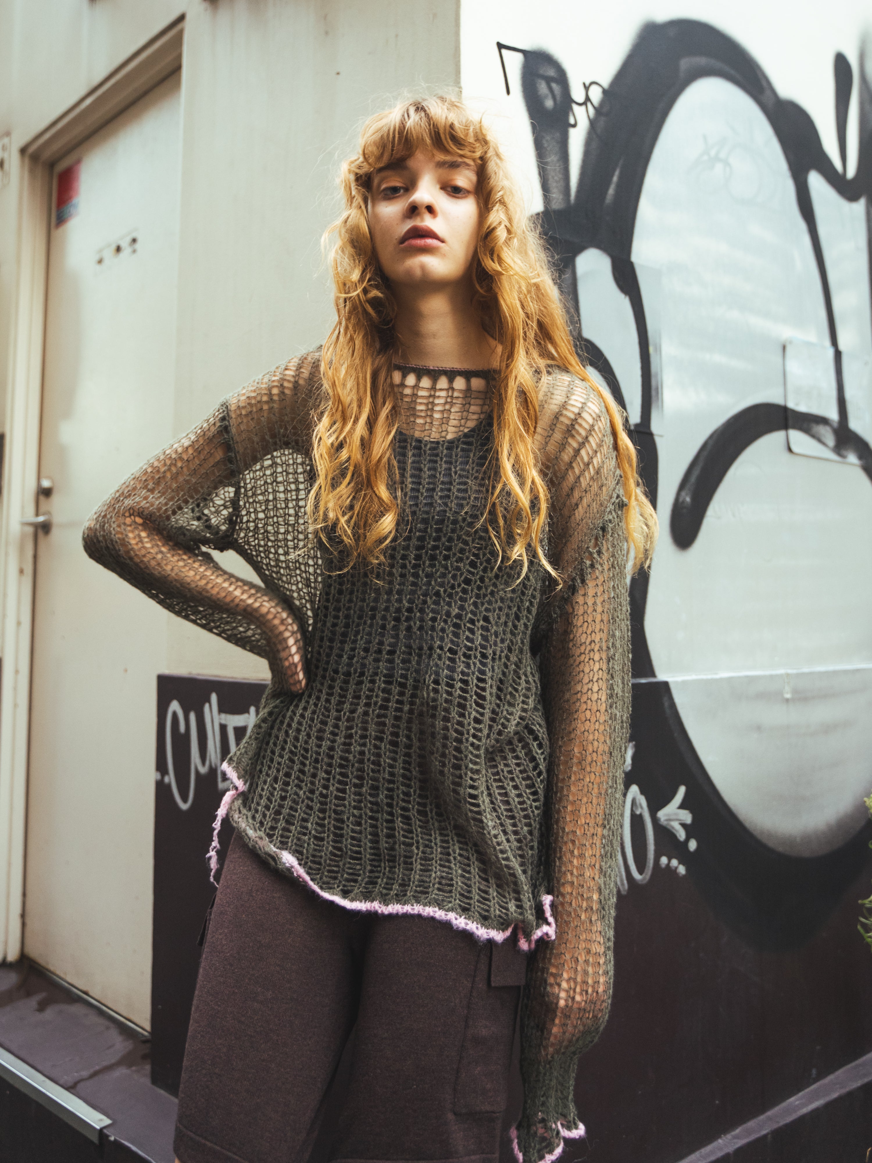 Mohair Knit Top / Khaki